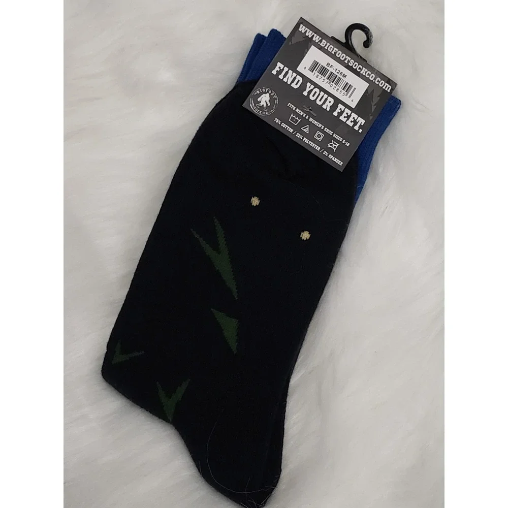 BigFoot Sock Co Adult One Size Black Green Gone Squatchin' Crew Socks 1 Pair NWT